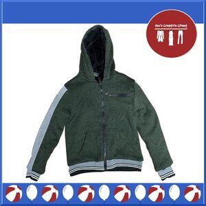 Boy's Active Cult Hunter Green and Gray Fleece Lined Hoodie Jacket